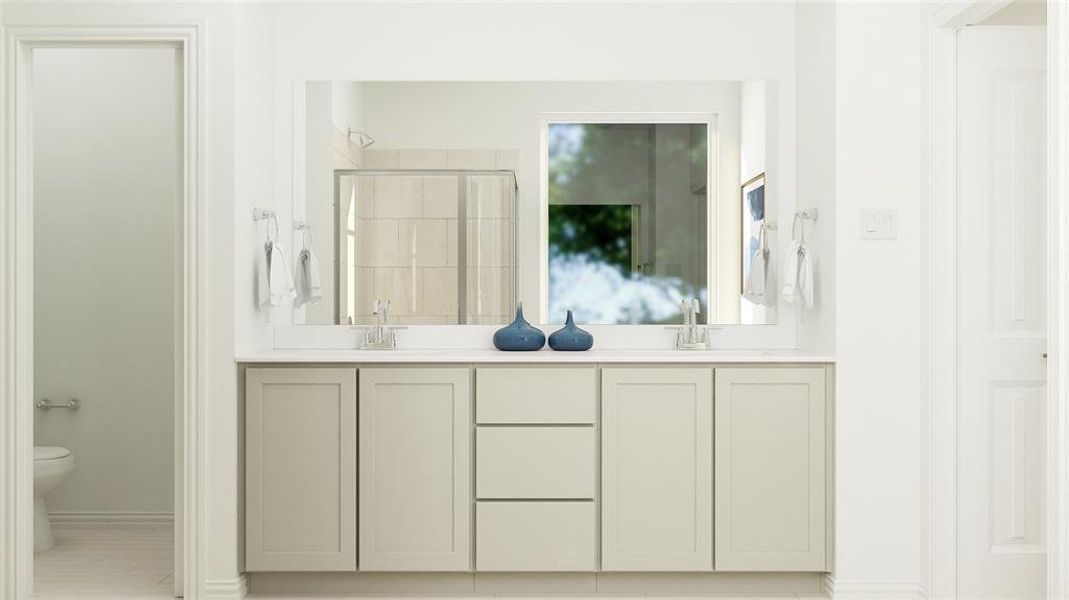 Full bath with a stall shower and double vanity Full bath with a stall shower and double vanity
