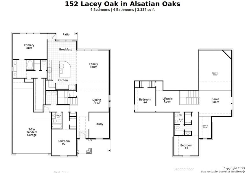 2D floor plan layout of this home in Alsatian Oaks: 60ft. lots, Castroville, TX (Image 2).