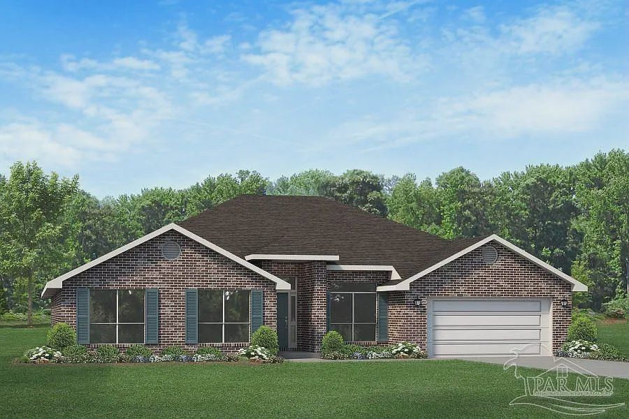 Front exterior of a new home in Pecan Valley, Cantonment, FL, highlighting curb appeal (Image 1). Front exterior of a new home in Pecan Valley, Cantonment, FL, highlighting curb appeal (Image 1).