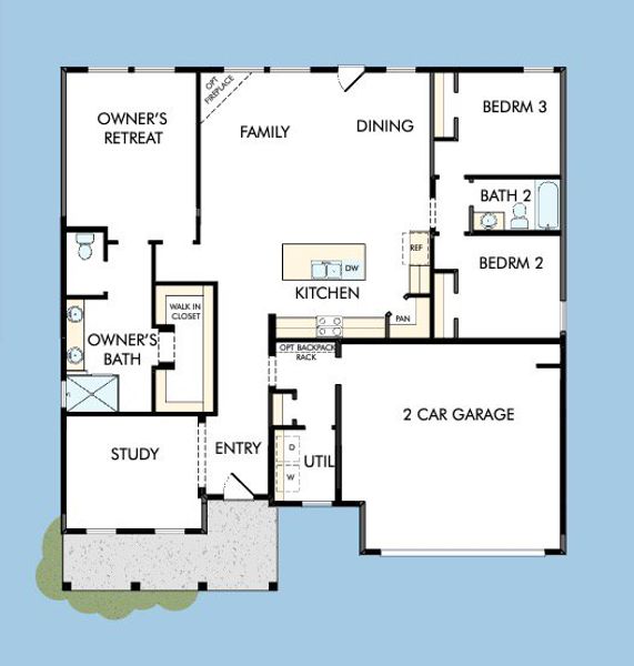 2D floor plan layout for the The Kittridge by David Weekley Homes in Old Mill Preserve, Dallas, GA (Image 5).