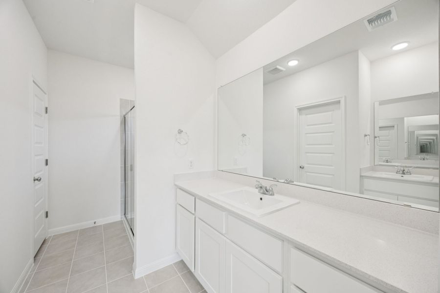 Primary Bathroom in the Cypress home plan by Trophy Signature Homes - REPRESENTATIVE PHOTO