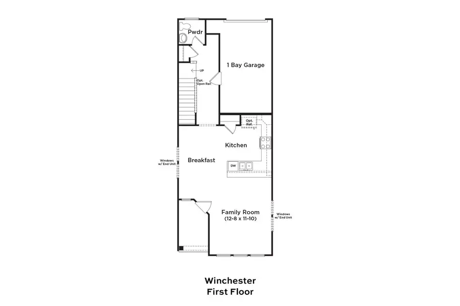 2D floor plan layout for the Winchester by DRB Homes in Mason Grove, Franklinton, NC (Image 3).