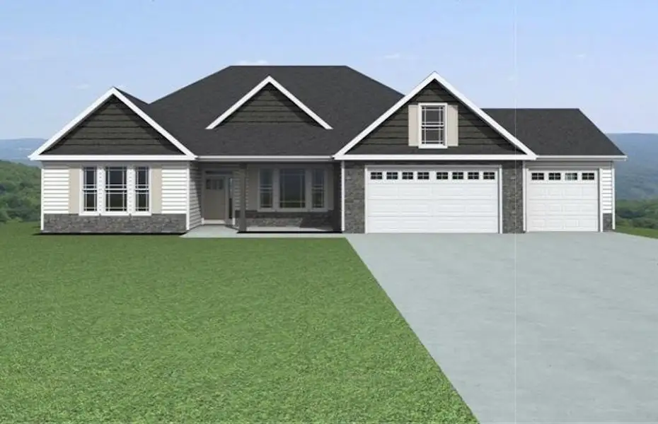 Front exterior of a new home in Messer Farms, Inman, SC, highlighting curb appeal (Image 1). Front exterior of a new home in Messer Farms, Inman, SC, highlighting curb appeal (Image 1).