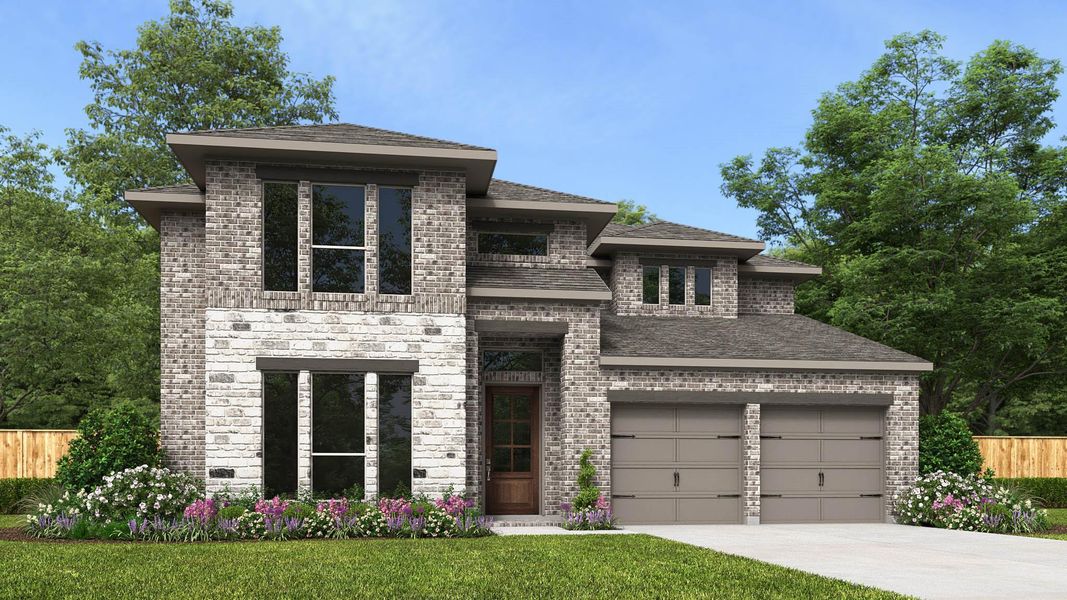 Front exterior of a new home in Midline, Houston, TX, highlighting curb appeal (Image 1). Front exterior of a new home in Midline, Houston, TX, highlighting curb appeal (Image 1).