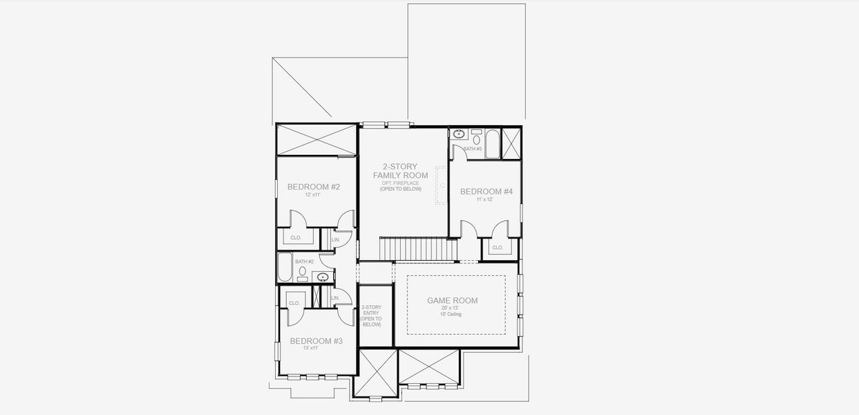 2D floor plan layout for the 2599W by Perry Homes in Briggs Ranch 50', San Antonio, TX (Image 4). 2D floor plan layout for the 2599W by Perry Homes in Briggs Ranch 50', San Antonio, TX (Image 4).