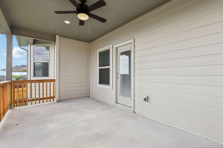 Exterior details and patio area of a home in Legendary Trails - Premier Series, Cibolo (Image 3).