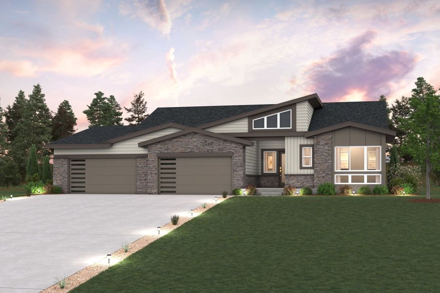 A house with a large lawn.