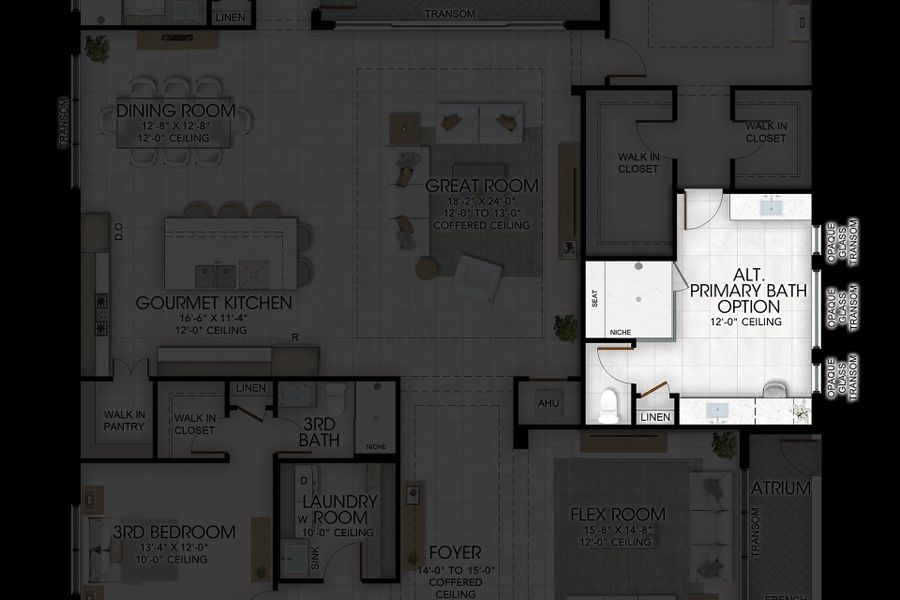2D floor plan layout for the Kendall by GL Homes in Valencia Del Mar, Boynton Beach, FL (Image 5).