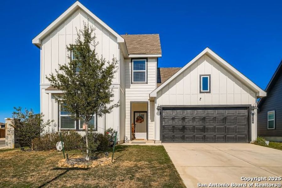 Front exterior of a new home in Riverstone at Westpointe, San Antonio, TX, highlighting curb appeal (Image 2).
