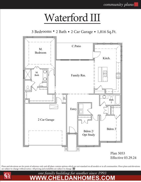 Representative exterior photo of a completed home built from the Waterford III by Cheldan Homes in Stoneview, Glen Rose, TX (Image 2).