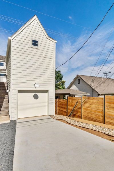 Detached garage with studio/guest space above.