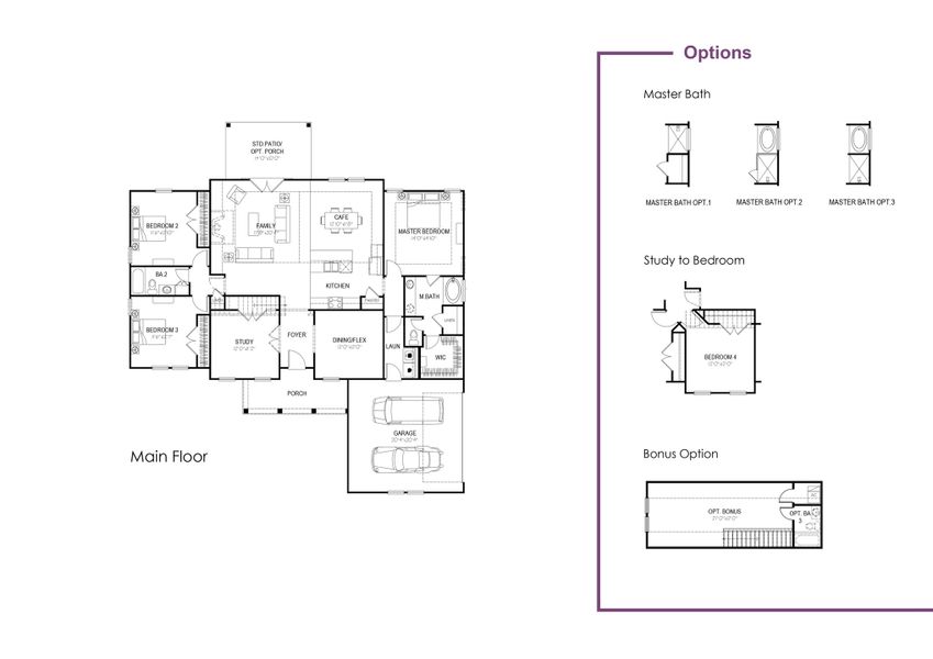 2D floor plan layout for the Fischer by Hunter Quinn Homes in Beaufort County Homes, Beaufort, SC (Image 5). 2D floor plan layout for the Fischer by Hunter Quinn Homes in Beaufort County Homes, Beaufort, SC (Image 5).