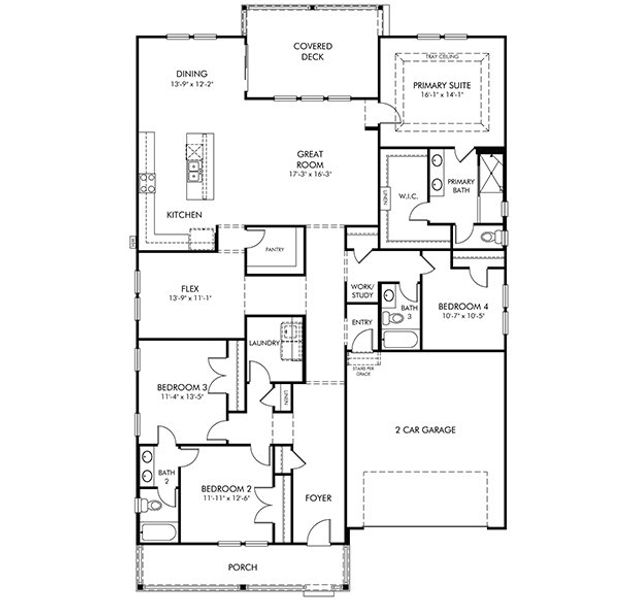 2D floor plan layout of this home in The Coves at Lakes of Cane Bay II, Summerville, SC (Image 2). 2D floor plan layout of this home in The Coves at Lakes of Cane Bay II, Summerville, SC (Image 2).