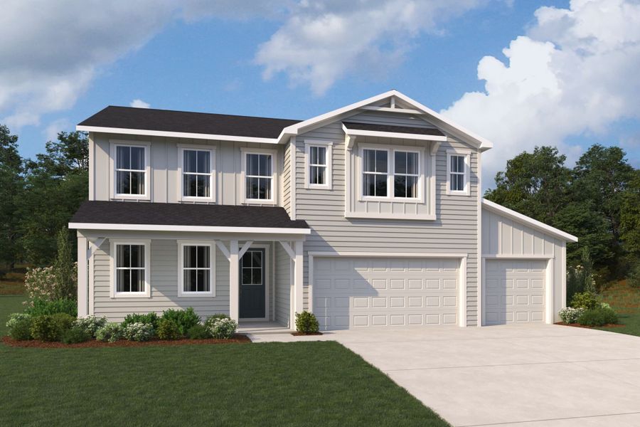 Representative exterior photo of a completed home built from the Kingsley by Mattamy Homes in RiverTown - Forest, St. Johns, FL (Image 5). Representative exterior photo of a completed home built from the Kingsley by Mattamy Homes in RiverTown - Forest, St. Johns, FL (Image 5).