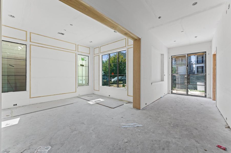 Flat panel molding in the formal dining room creates a sleek, polished look.