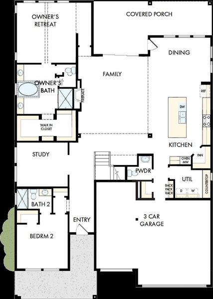 2D floor plan layout of this home in Goodland – Manor Series, Grand Prairie, TX (Image 2). 2D floor plan layout of this home in Goodland – Manor Series, Grand Prairie, TX (Image 2).