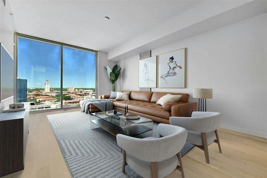 Furnished interior view inside a new home in The Linden Residences, Austin (Image 7).