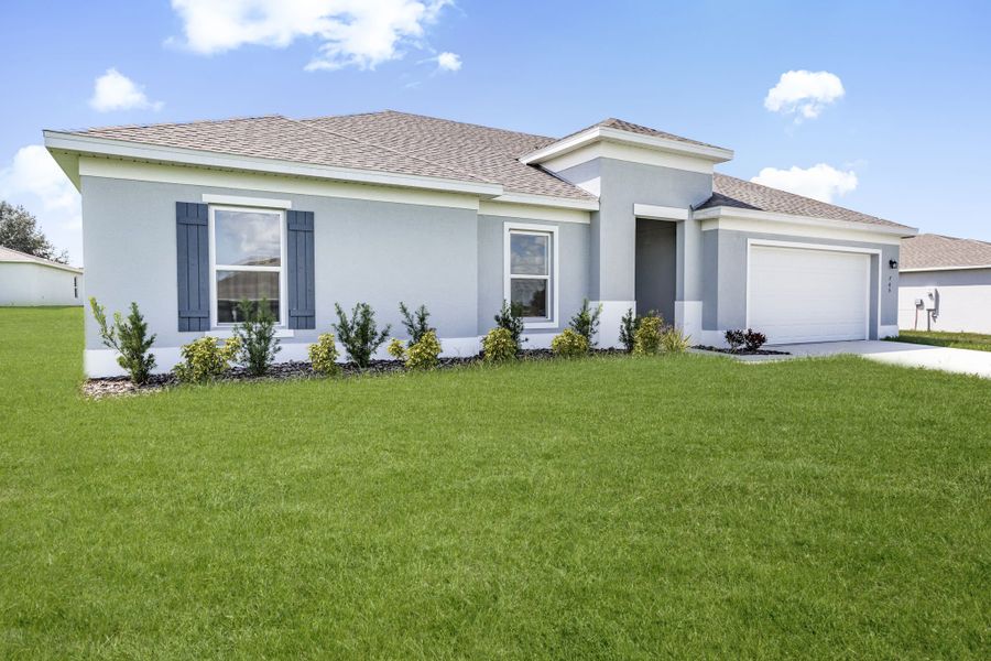 A house with a lawn.