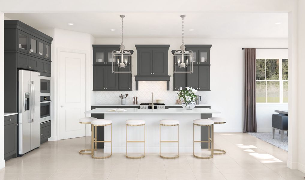 Kitchen with pendant lighting