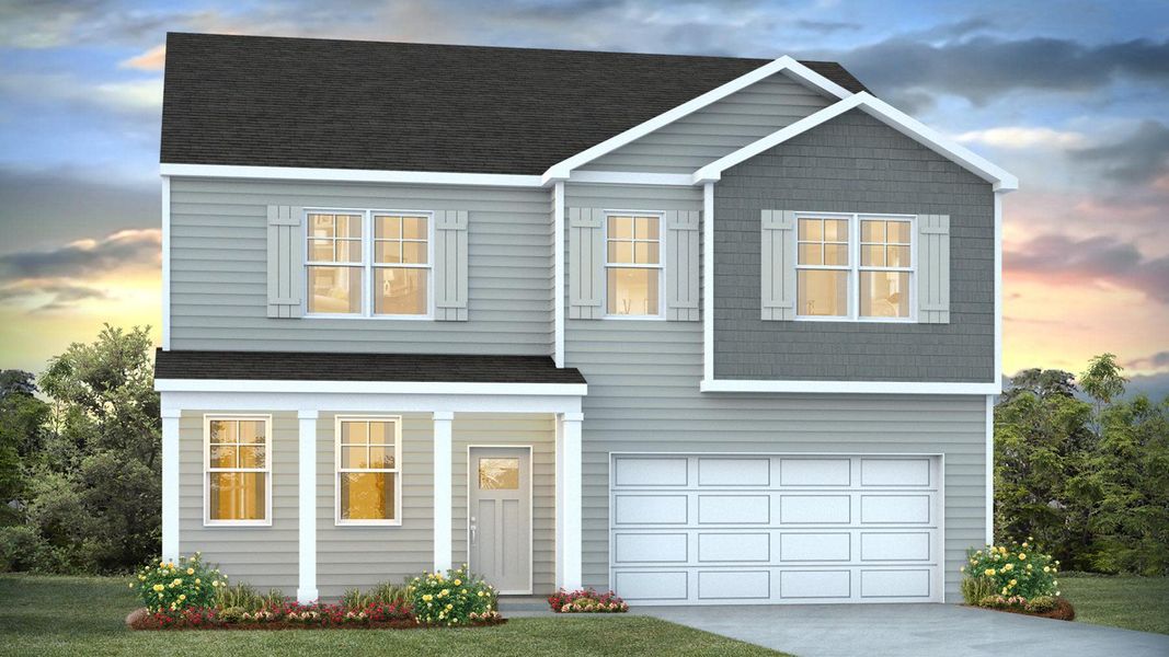 Representative exterior photo of a completed home built from the HANOVER by D.R. Horton in Pine Hills at Cane Bay, Summerville, SC (Image 2).