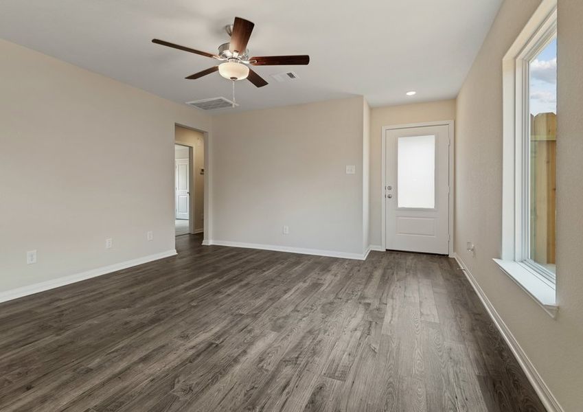 Family room with luxury flooring