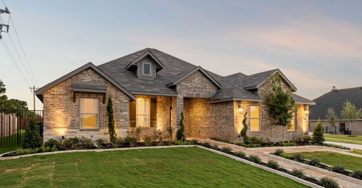 Representative exterior photo of a completed home built from the Cromwell II by Impression Homes in Mountain Valley, Burleson, TX (Image 4). Representative exterior photo of a completed home built from the Cromwell II by Impression Homes in Mountain Valley, Burleson, TX (Image 4).
