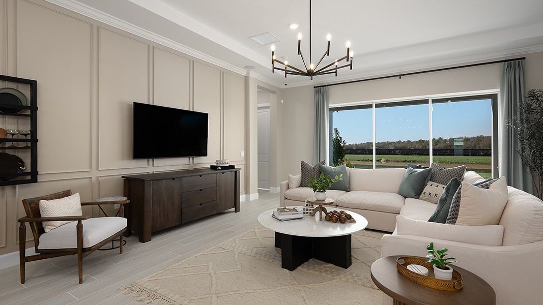 Furnished interior view inside a new home in Esplanade at Starling, Punta Gorda (Image 8). Furnished interior view inside a new home in Esplanade at Starling, Punta Gorda (Image 8).