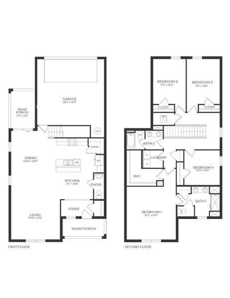 2D floor plan layout of this home in Kindred, Kissimmee, FL (Image 3).