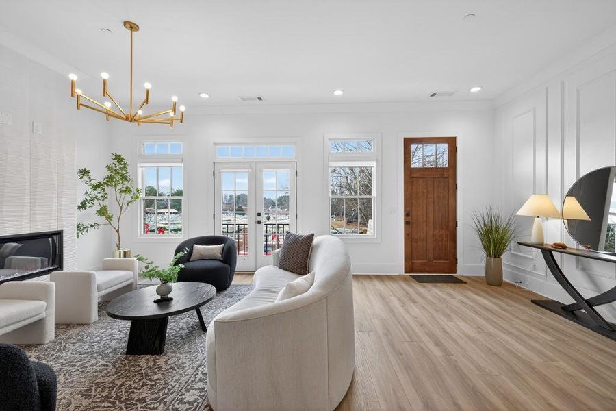 Furnished interior view inside a new home in Skyview On Broad, Sugar Hill (Image 44). Furnished interior view inside a new home in Skyview On Broad, Sugar Hill (Image 44).