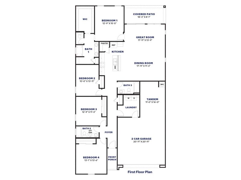 2D floor plan layout for the Saguaro by D.R. Horton in Entrada Del Oro, Gold Canyon, AZ (Image 3).