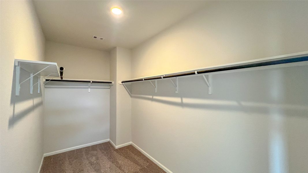 The Brambling- Primary Suite Closet. Sample floor plan image for illustration; upgrades, options, and colors may vary.
