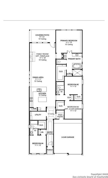 2D floor plan layout of this home in Kallison Ranch, San Antonio, TX (Image 2).