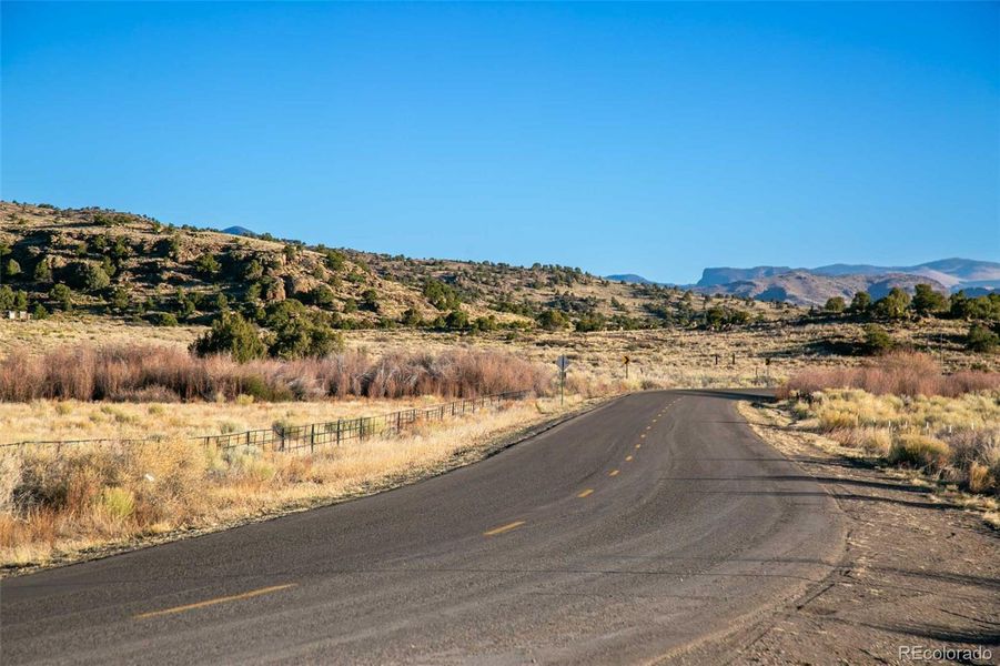 Road into town and near trails.
