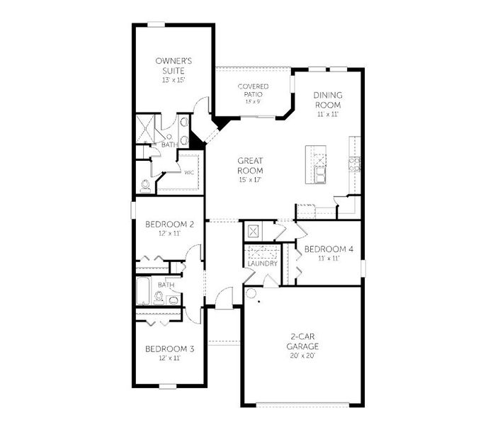 2D floor plan layout for the Hillcrest - 50' Homesites by Dream Finders Homes in Reserve at Hammock Oaks, Lady Lake, FL (Image 3).