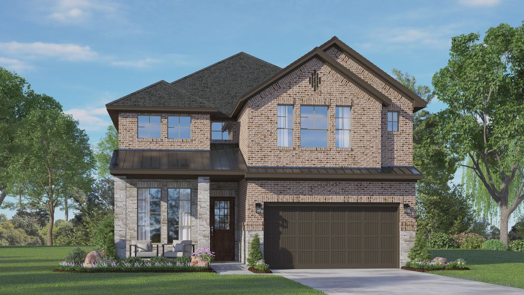 Representative exterior photo of a completed home built from the Viola by Chesmar Homes in Sienna, Missouri City, TX (Image 15).
