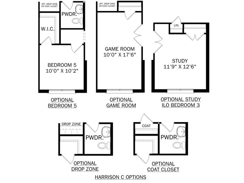2D floor plan layout for the The Harrison C by Davidson Homes LLC in Waverly Estates, Josephine, TX (Image 4). 2D floor plan layout for the The Harrison C by Davidson Homes LLC in Waverly Estates, Josephine, TX (Image 4).