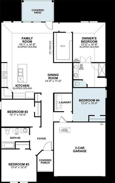2D floor plan layout of this home in Lane Ranch, Sanger, TX (Image 3).