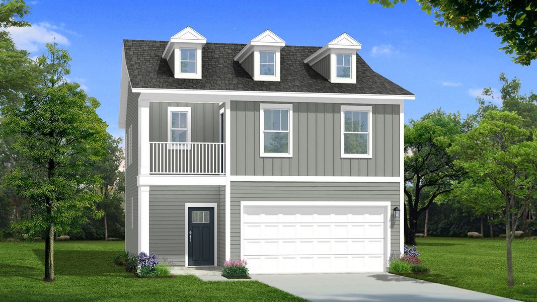 Representative exterior photo of a completed home built from the Beramont by DRB Homes in Harrier Point, Woodruff, SC (Image 21).