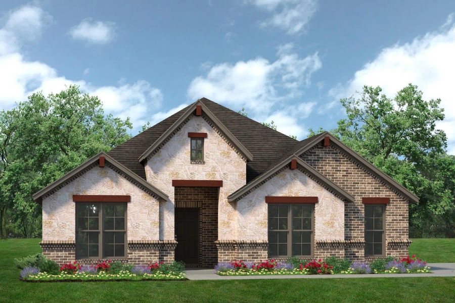 Elevation C with Stone and Outswing | Concept 2186 at Chisholm Hills in Cleburne, TX by Landsea Homes