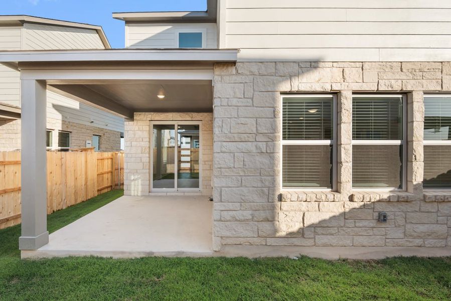Exterior details and patio area of a home in Union Collection at Park Central, Georgetown (Image 28). Exterior details and patio area of a home in Union Collection at Park Central, Georgetown (Image 28).