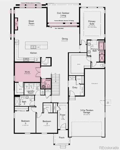 Additional Highlights include: 9' full unfinished basement slab floor, 13' ceilings, 8'x15' stackable sliding glass door, fireplace, primary bath configuration 3, study, plumbing rough-in in basement and utility sink rough-in.