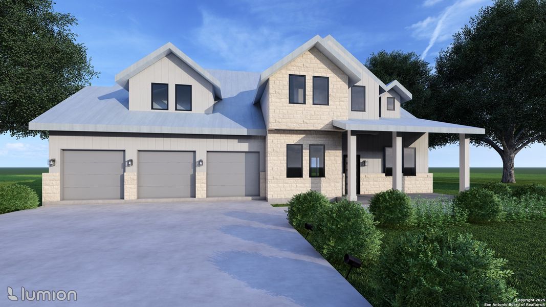 Front exterior of a new home in , Wimberley, TX, highlighting curb appeal (Image 1). Front exterior of a new home in , Wimberley, TX, highlighting curb appeal (Image 1).