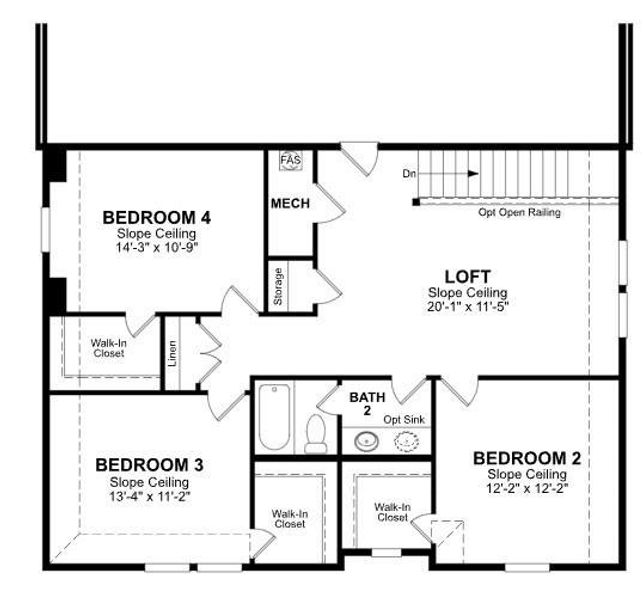 2D floor plan layout of this home in Lake Pointe: Lake Pointe at Paloma Creek, Little Elm, TX (Image 4).