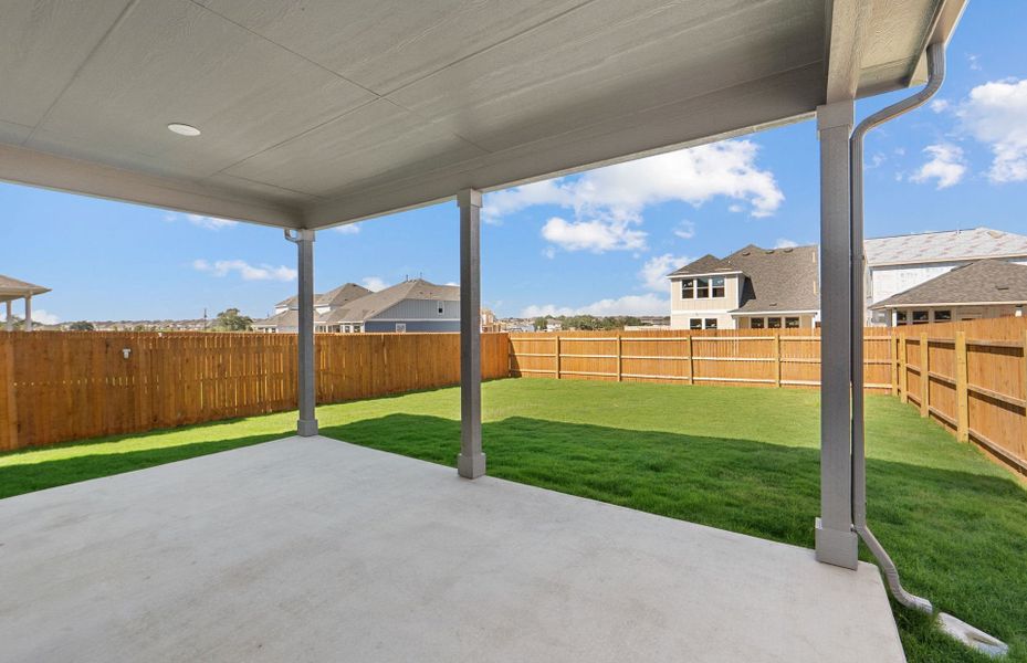 Exterior details and patio area of a home in Santa Rita Ranch, Liberty Hill (Image 27). Exterior details and patio area of a home in Santa Rita Ranch, Liberty Hill (Image 27).