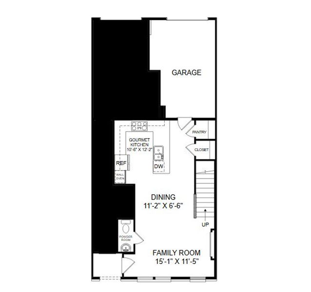 2D floor plan layout of this home in Skylar Townhome Style Condos, Atlanta, GA (Image 5).