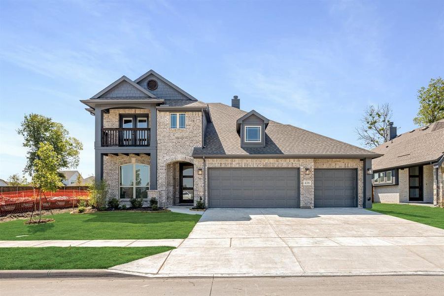 Front exterior of a new home in Bear Creek Classic 60, Lavon, TX, highlighting curb appeal (Image 2). Front exterior of a new home in Bear Creek Classic 60, Lavon, TX, highlighting curb appeal (Image 2).