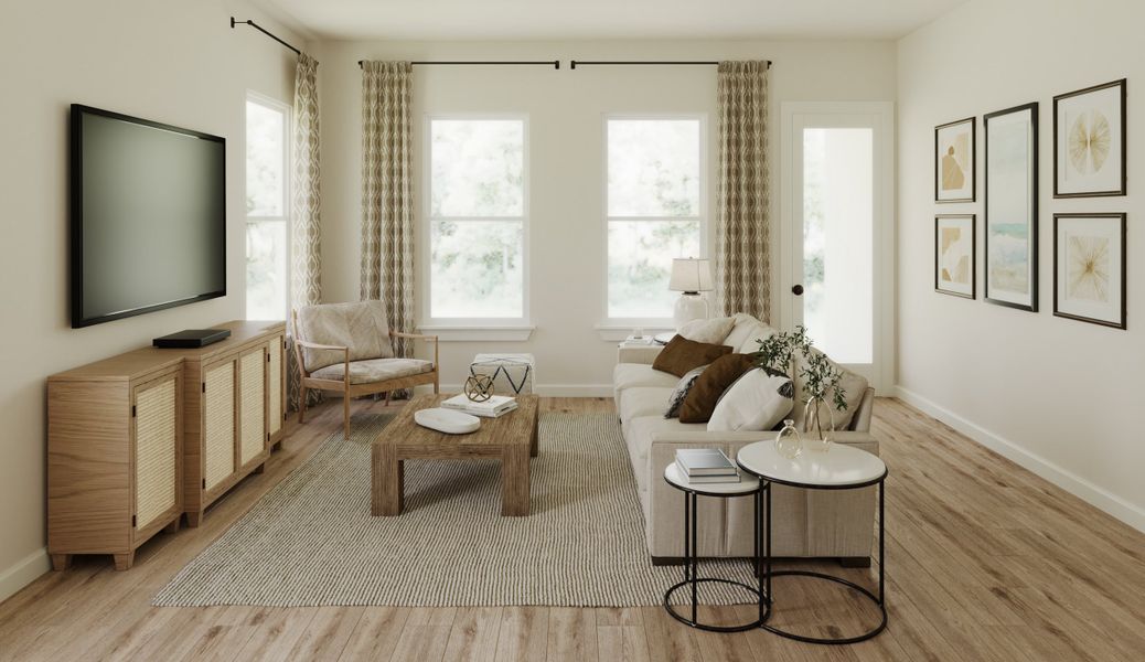 Cheer on the big game or enjoy quiet movie nights in the bright, open family room.