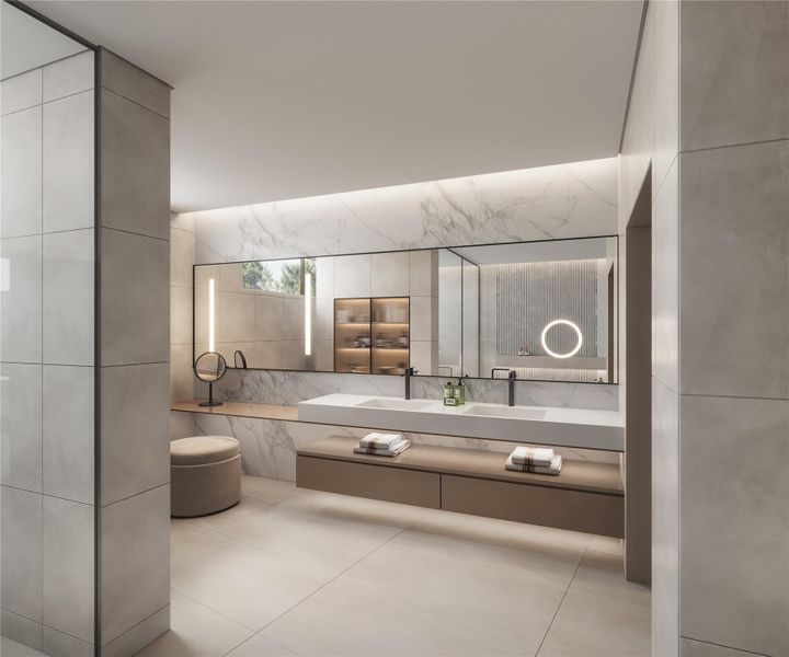 Rendering of the first floor primary bathroom