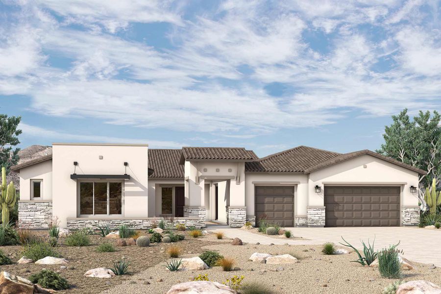 Front exterior of a new home in Suelo at Legado West, Queen Creek, AZ, highlighting curb appeal (Image 22).