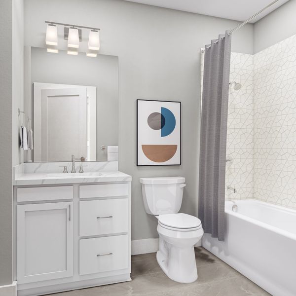 Representative furnished interior of a home built from the Seville by Tri Pointe Homes in Woodson’s Reserve, Spring (Image 7).